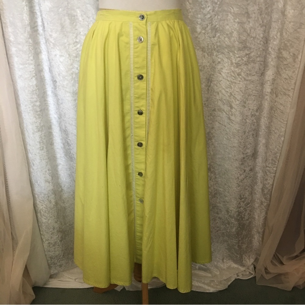 Greenleaf   Maxi Green Skirt 100% cotton. Size Small Vintage rare Unique